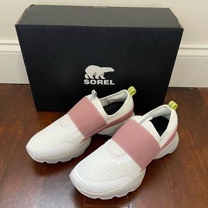 Sorel kinetic impact strap women’s athletic/ tennis shoes pink (white,moonshine)